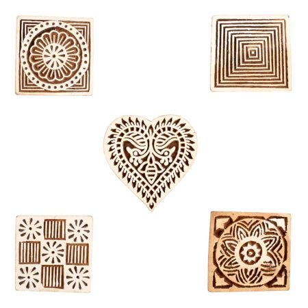 Set of 5 Piece New Mix Wooden Printing Block